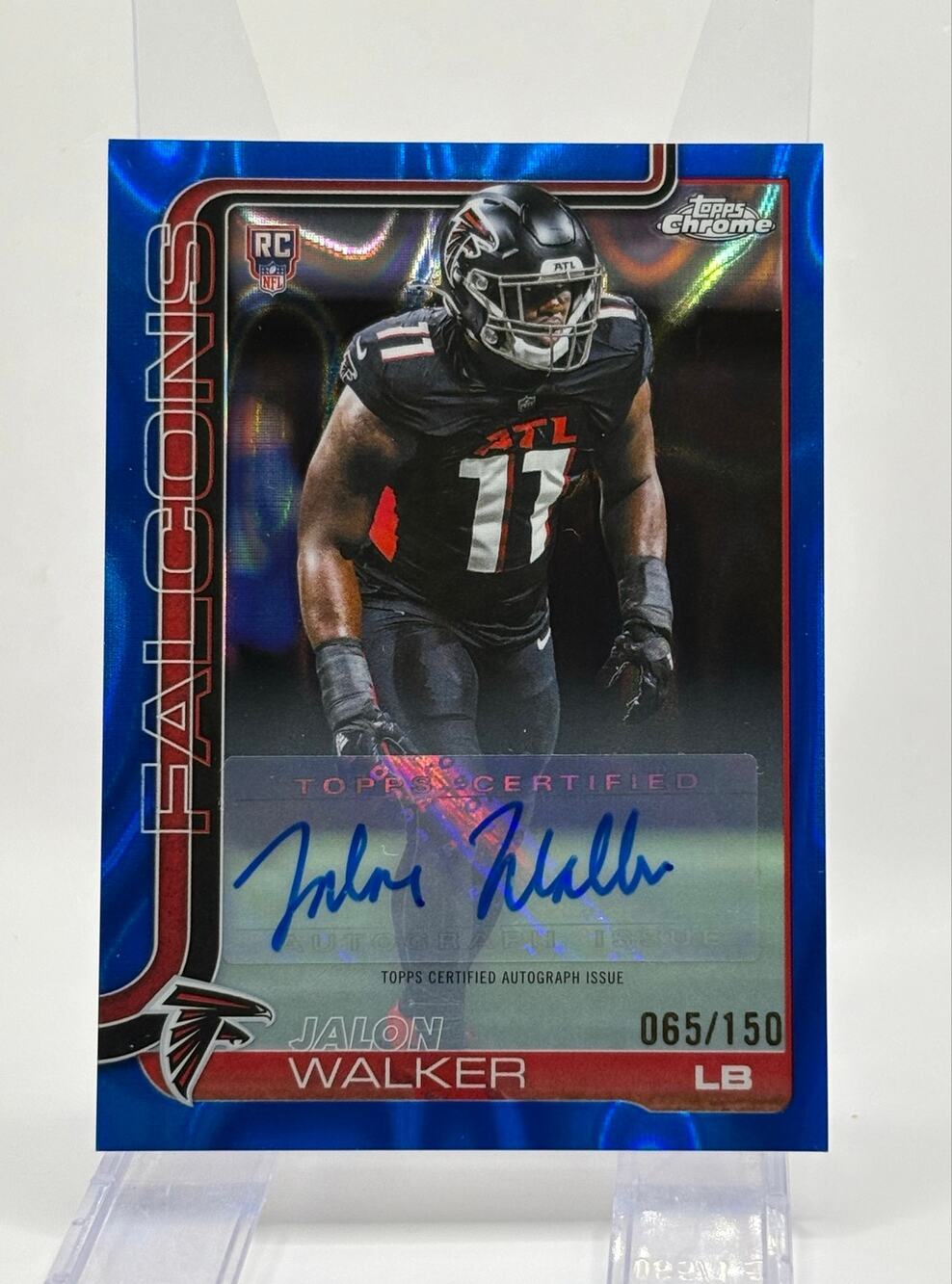 2025 Topps Chrome Jalon Walker Rookie Blue Lava Refractor Auto 65/150 SP ATL RC